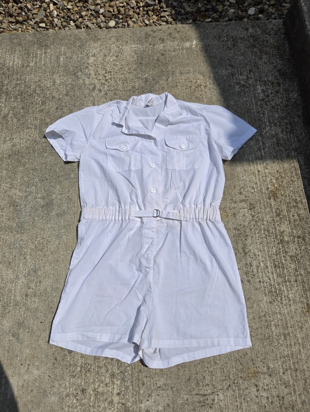 Classic Vintage Sears Tennis White Short-Sleeve One-Piece Romper Sailor Suit L